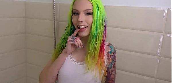  4K step sister fucks in shower vaginal and anal sex in shower creampie